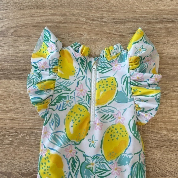 Cecil & Lou Lemon Print Ruffle One Piece Baby Girl Swimsuit 6 Months — image 5 of 6